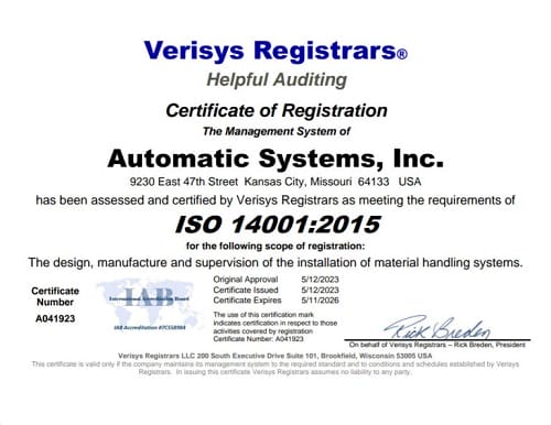 Verisys Registrars ISO 14001:2015